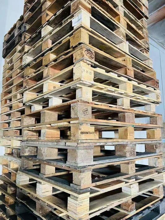 4-way Block Recycled Wooden Pallets (40*48), Durable, Reusable, Stackable, Easy to Handle