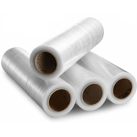 Stretch Wrap, 4 Pack, 18 Inch x 1500 Feet, 80 Gauge, Clear Plastic Cling, Cast Hand Stretch Film Rolls for Packaging Moving Packing Pallets